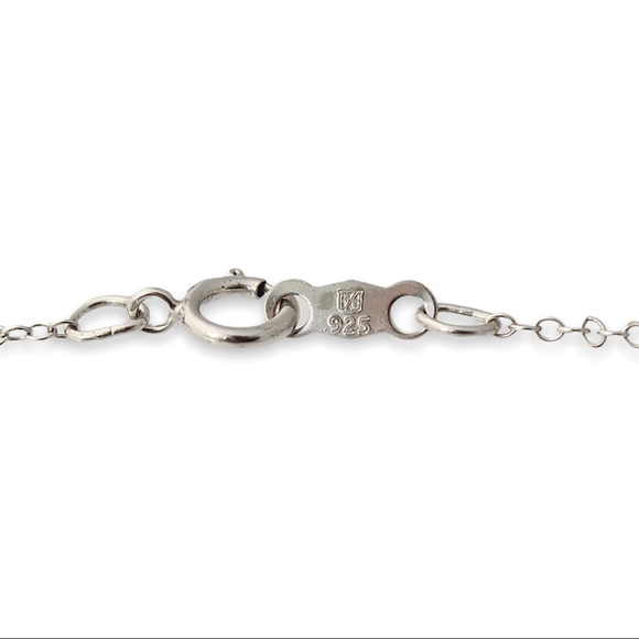 Estate Genuine Diamond Sterling Silver Pendant Necklace Interlocking Circle JWBR - Picture 6 of 6